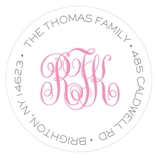 Simple Border Pink Round Address Labels